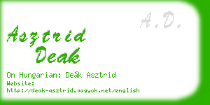 asztrid deak business card
